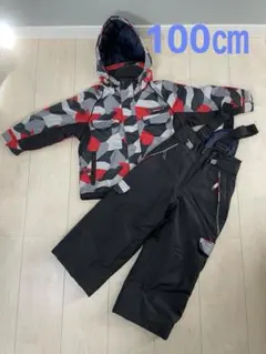 ⭐︎子ども用スキーウェアセット⭐︎赤黒幾何学模様