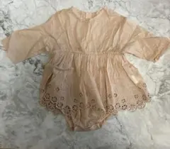 マールマール ピンク レース装飾付きロンパース 80cm