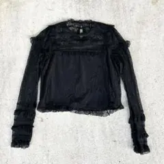zara トップス Sサイズ 黒 シースルー レース trf