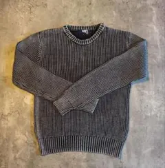 NAVY リブ編みニットセーター S グレー