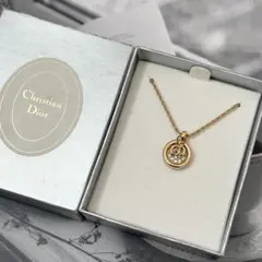【箱付き】【未使用品】Dior✨ ネックレス CDロゴ丸型ラインストーン 316