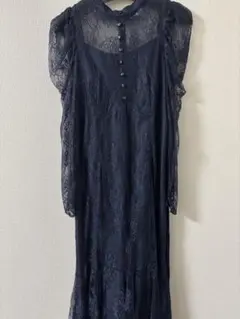 総レース パフスリーブ パーティードレスのサムネイル