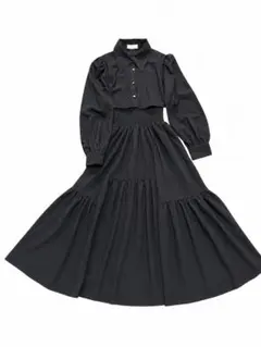 超美品And C outure アンドクチュール ロングワンピース フレア 黒