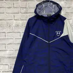 アンダーアーマー！ナイロンジャケットパーカー　　ネイビーM ロゴ刺繍1224