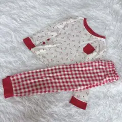キッズパジャマ 女の子 さくらんぼ 長袖 110cm レッドホワイト 赤白