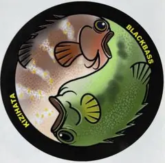 HJ工房オリジナルステッカー　釣魚太極図【キジハタ＆ブラックバス】直径９センチ