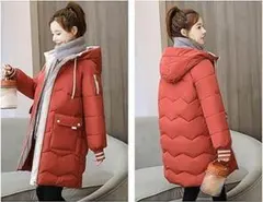 2XLダウン コート アウター 赤 レッド ロングダウン 冬服 レディース