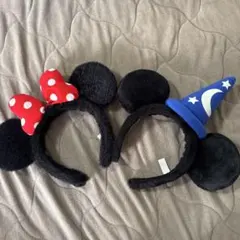 ミニーマウス＆ミッキーマウス耳カチューシャセット