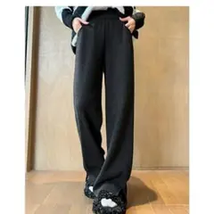 カシミヤ風 裏起毛 ワイドパンツ