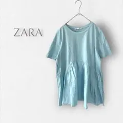 a0231Y【ZARA/ザラ】ペプラムチュニック tシャツ 異素材ミックス
