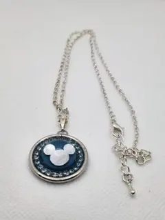 ミッキー ネックレス 青色 ストーン装飾