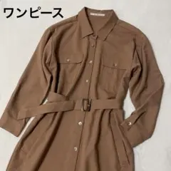 極美品 Stola. ベルト付き シャツワンピース ポケット 羽織りにも ストラ