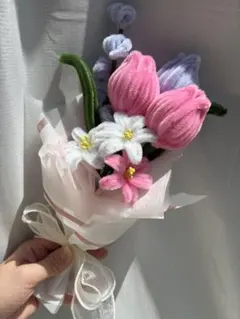 モールフラワーブーケ　韓国風　枯れない花束　チューリップ スイートピー