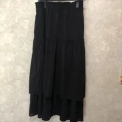 黒ティアードスカート ❤️チェック柄