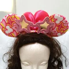 ミニーサングラスカチューシャ　ピンクリボン