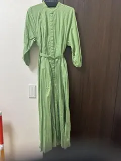 お値下げ⭐︎ミラオーエン　ライトグリーン シャツワンピース 100%コットン
