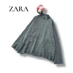 ZARA ザラ　レディース　長袖ハイネックニット　グレー　フロントポケット　L
