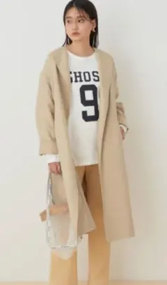 アダム・エ・ロペ　 ベージュ トレンチコート ノーカラー