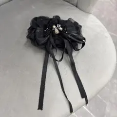 黒のフリル付きリボンヘアアクセサリー！