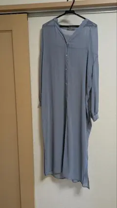 ライトブルー ロングシャツ 長袖