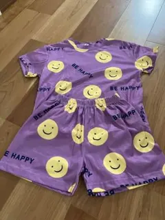 韓国子供服　にこちゃん　パープル　キッズ　セットアップ