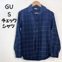 GU ジーユー　長袖　チェックシャツ　カジュアルシャツ　ボタンダウン風シャツ　Sのサムネイル