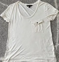 ホワイト Tシャツ 半袖 フロントポケット付き