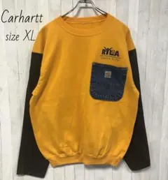 carhartt カーハート スウェット　トレーナー　黄色　リメイク　XL