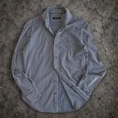 ABAHOUSE Stripe Shirt Navy Mode Size2