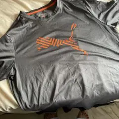 PUMA XL グレー オレンジ ロゴシャツ