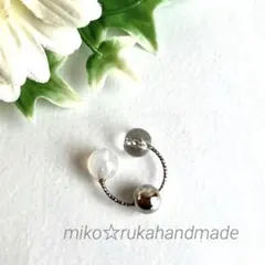 No. 1217 ハンドメイド ホワイトジェイド＆水晶イヤーカフ　片耳用