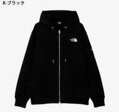ザノースフェイス スクエア ロゴ フルジップ パーカー／黒NT12335-K／S