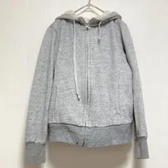 【ユニクロ】UNIQLO 長袖ボアパーカー フード付きグレー レディースM 春秋のサムネイル