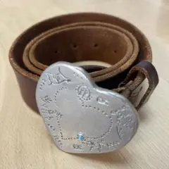 45rpmブラウンレザー ハート型バックル ベルト　大きいサイズ