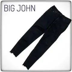 美品｜BIG JOHN スキニーデニム ブラック カットオフ ストレッチ パンツのサムネイル