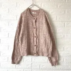 ehka sopo エヘカソポ ネップ糸 クルー ニット カーディガン ピンク