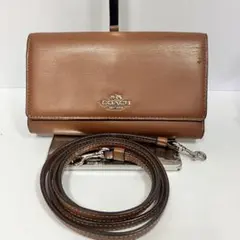 COACH コーチ ショルダーポーチ お財布バッグ レザー ブラウン ２WAY