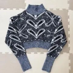 ZARA ザラ　ペイズリー柄クロップド丈ニット　セーター　トップスM