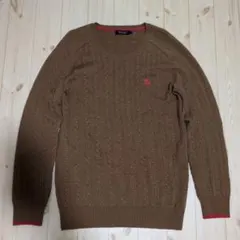 BURBERRY BLACK LABEL ケーブルニット2 茶×赤