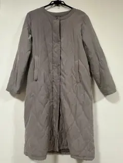 キルティングコート グレー ボア裏地 Lサイズ