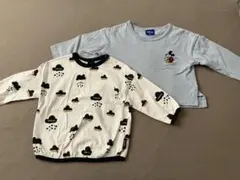 ミッキーマウスデザイン長袖Tシャツ manina Tシャツ 2枚セット 90cm
