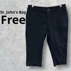 St. John's Bay【フリー】カプリパンツ　ブラック　黒　無地　ズボン
