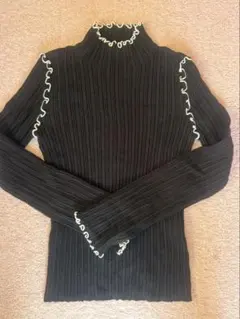 リブ編みハイネックセーター 黒