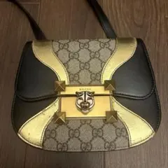 GUCCI】タイガーヘッド GGスプリーム ショルダーバッグ ゴールド 