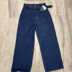 値下げ中！f.kastane ビジュー付きワイドパンツ インディゴ