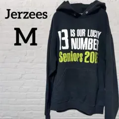 Jerzees 【M】ジャージーズ パーカー ブラック プリント 前ポケットのサムネイル