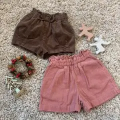 ブランシェス＆プチマイン コーデュロイ ショートパンツ セット 90 キュロット