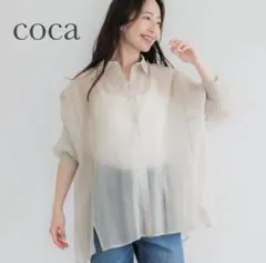 coca 長袖 シアー ビッグシャツ オーバーサイズ ゆったり Lのサムネイル