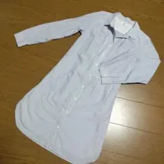 ユニクロ　青と白ストライプ 　シャツワンピース　チュニックシャツ　綿100％