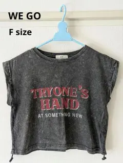 WEGO ロゴプリント ショート丈 Tシャツ チャコールグレーのサムネイル